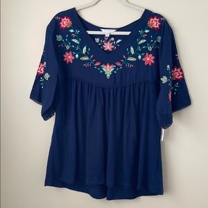 Embroidered Knit Top